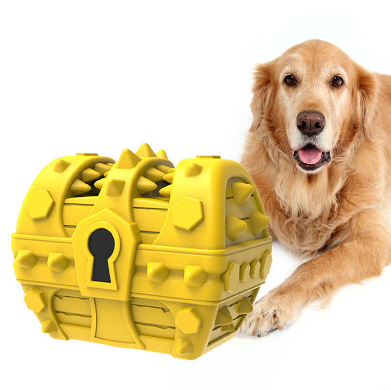 Pet Dog Toothbrush Chew Toys, Upgraded Treasure Chest Sounding Toy, Dental Care Tooth Cleaning, Safe Dog Squeak Toy, Food Grade Natural Rubber Chewer